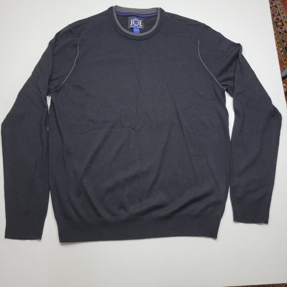 Joseph Abboud Merino Wool Blend Crew Neck Knit Sweater Black Gray Men's Size L - Picture 1 of 5